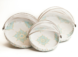 Fly basket white (painted with turquoise and gold)