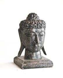 Houten handgesneden buddha hoofd