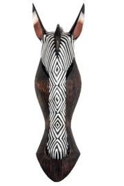 Houten handgesneden zebra masker medium