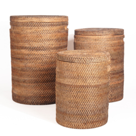 Wasmand keranjang natural burned rotan