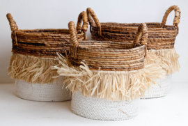 Mand waterhyacint wit met raffia