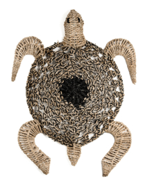 Schildpad zwart schild van geknoopte zeegras 65x75cm