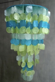 Capiz schelpen hanglamp M 40x60 mix zeegroen/blauw