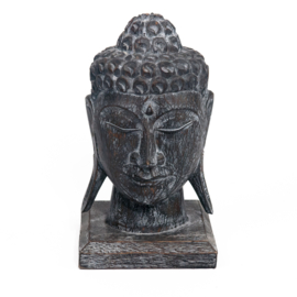 Houten handgesneden buddha hoofd in div. kleuren