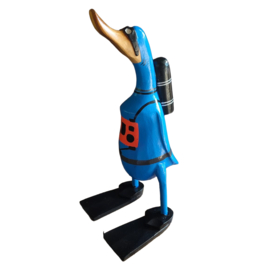 Houten eend scuba diver