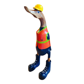 Houten eend bouwvakker