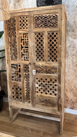 Hoge teakhouten kast Bali Jepandi 120cm/50cm/200cm