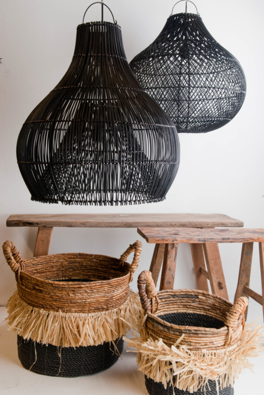 Hanglamp Bandung 50 cm diameter Zwart | Bamboe & Rotan | Bali & Ibiza Living
