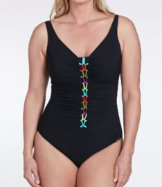 Sunflair: Regenboog - Badpak - Zwart/Multi