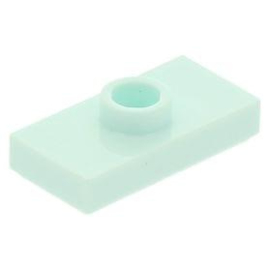 15573 Light Aqua Plate, Modified 1 x 2 with 1 Stud with Groove and Bottom Stud Holder (Jumper)