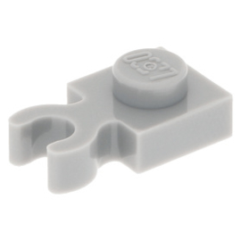 4085d/60897 Light Bluish Gray Plate, Modified 1 x 1 with Clip Vertical - Type 4 (thick open O clip)