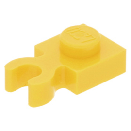4085d/60897 Yellow Plate, Modified 1 x 1 with Clip Vertical - Type 4 (thick open O clip)