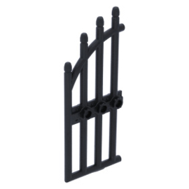 42448 Door 1 x 4 x 9 Arched Gate with Bars and Three Studs, black