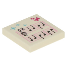 3068bpb0589 Tile 2 x 2 with Groove with Music Notes and Butterflies Pattern
