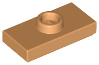 15573 Medium Nougat Plate, Modified 1 x 2 with 1 Stud with Groove and Bottom Stud Holder (Jumper)