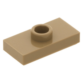 15573 Dark Tan Plate, Modified 1 x 2 with 1 Stud with Groove and Bottom Stud Holder (Jumper)