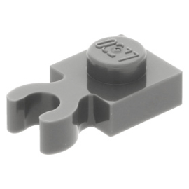 4085d/60897 Dark Bluish Gray Plate, Modified 1 x 1 with Clip Vertical - Type 4 (thick open O clip)