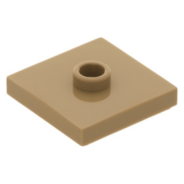 87580 Dark Tan Plate, Modified 2 x 2 with Groove and 1 Stud in Center (Jumper)