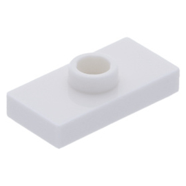 15573 White Plate, Modified 1 x 2 with 1 Stud with Groove and Bottom Stud Holder (Jumper)