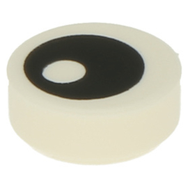 98138pb007 White Tile, Round 1 x 1 with Black Eye with Pupil Pattern