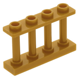 15332 Pearl Gold Fence 1 x 4 x 2 Spindled with 4 Studs