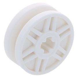 56903 White Wheel 18mm D. x 8mm with Fake Bolts and Shallow Spokes and Axle Hole