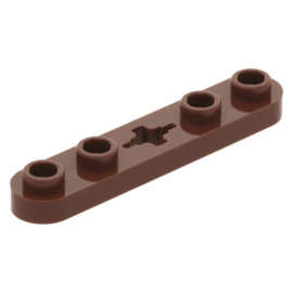 32124 Technic, Plate 1 x 5 with Smooth Ends, 4 Studs and Center Axle Hole Reddish Brown