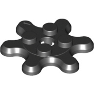 35442 Black Plate, Round 2 x 2 with 6 Gear Teeth / Flower Petals