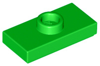 15573 Bright Green Plate, Modified 1 x 2 with 1 Stud with Groove and Bottom Stud Holder (Jumper)