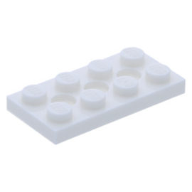 3709b White Technic, Plate 2 x 4 with 3 Holes
