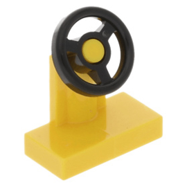 3829c01 Yellow Vehicle, Steering Stand 1 x 2 with Black Steering Wheel
