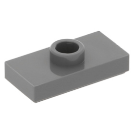 15573 Dark Bluish Gray Plate, Modified 1 x 2 with 1 Stud with Groove and Bottom Stud Holder (Jumper)