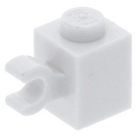 60476 White Brick, Modified 1 x 1 with Clip Horizontal