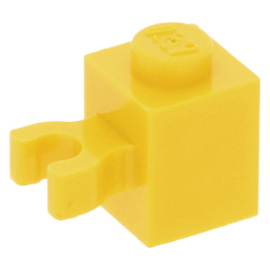30241b Yellow Brick, Modified 1 x 1 with Open O Clip (Vertical Grip) - Hollow Stud