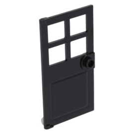 60623 Door 1 x 4 x 6 with 4 Panes and Stud Handle, black