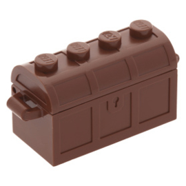 4738ac01 Reddish Brown Container, Treasure Chest, Complete Assembly - Thick Hinge, Slots in Back