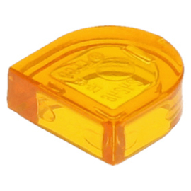 24246 Trans-Orange Tile, Round 1 x 1 Half Circle Extended (Stadium)