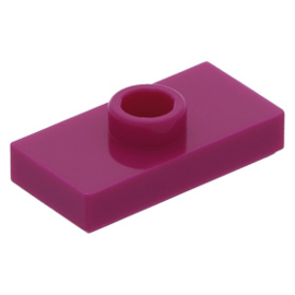 15573 Magenta Plate, Modified 1 x 2 with 1 Stud with Groove and Bottom Stud Holder (Jumper)