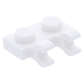 60470b White Plate, Modified 1 x 2 with Clips Horizontal (thick open O clips)