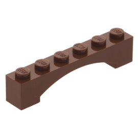 92950 Brick, Arch 1 x 6 Raised Arch reddish brown