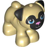 24564 / 24111pb01 Tan Dog, Friends, Pug, Standing with Black Face and Ears, Bright Pink Nose and Dark Azure Eyes Pattern (Toffee)