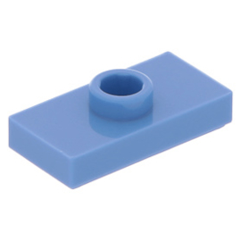15573 Medium Blue Plate, Modified 1 x 2 with 1 Stud with Groove and Bottom Stud Holder (Jumper)