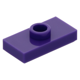 15573 Dark Purple Plate, Modified 1 x 2 with 1 Stud with Groove and Bottom Stud Holder (Jumper)