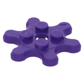 35442 Dark Purple Plate, Round 2 x 2 with 6 Gear Teeth / Flower Petals