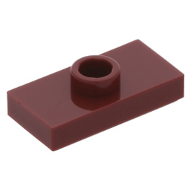 15573 Dark Red Plate, Modified 1 x 2 with 1 Stud with Groove and Bottom Stud Holder (Jumper)
