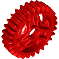 65413 Red Technic, Gear 28 Tooth Double Bevel with Pin Hole