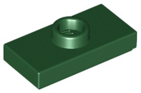 15573 Dark Green Plate, Modified 1 x 2 with 1 Stud with Groove and Bottom Stud Holder (Jumper)