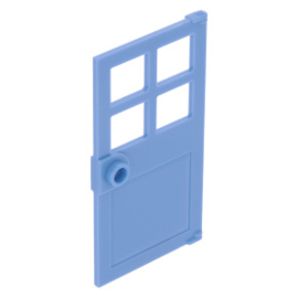 60623 Door 1 x 4 x 6 with 4 Panes and Stud Handle, medium blue