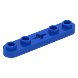 32124 Technic, Plate 1 x 5 with Smooth Ends, 4 Studs and Center Axle Hole Blue
