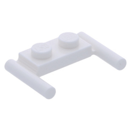 3839b White Plate, Modified 1 x 2 with Handles - Flat Ends, Low Attachment